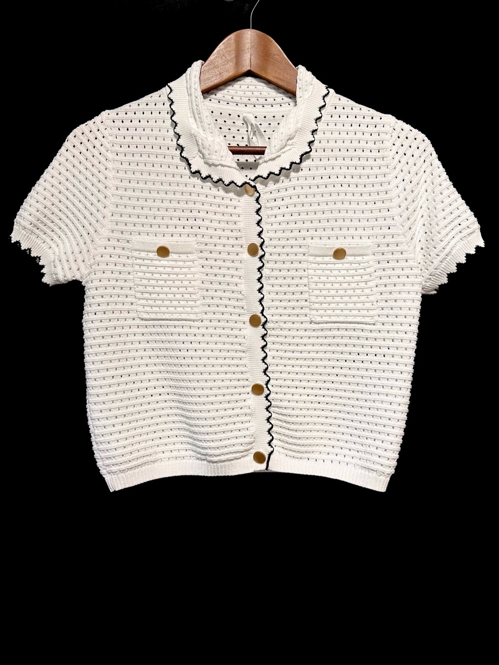 Dreamers by Debut Contrast Trim Knit Cardigan Top